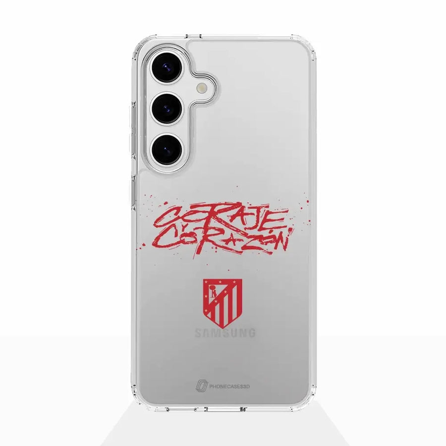 Atletico Madrid Official Clear Phone Case Coraje Corazon Slogan