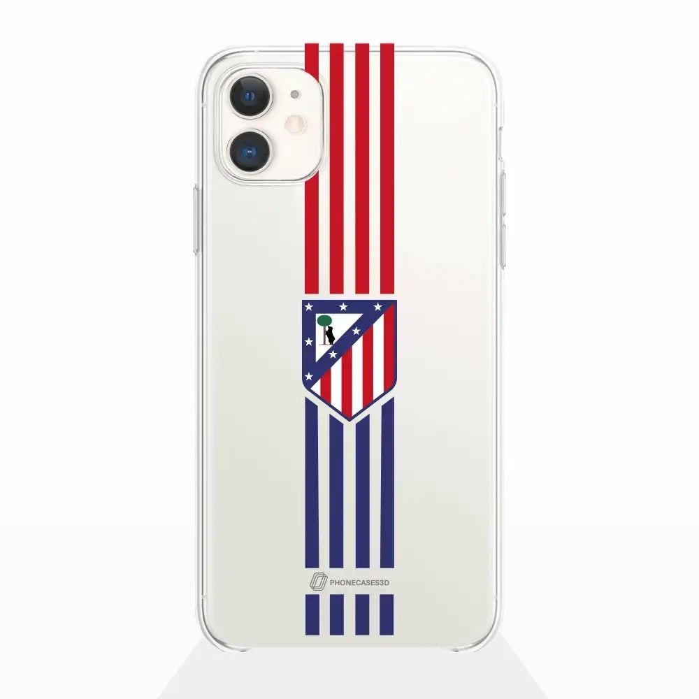 Atletico Madrid Official Clear Phone Case Stripes Crest