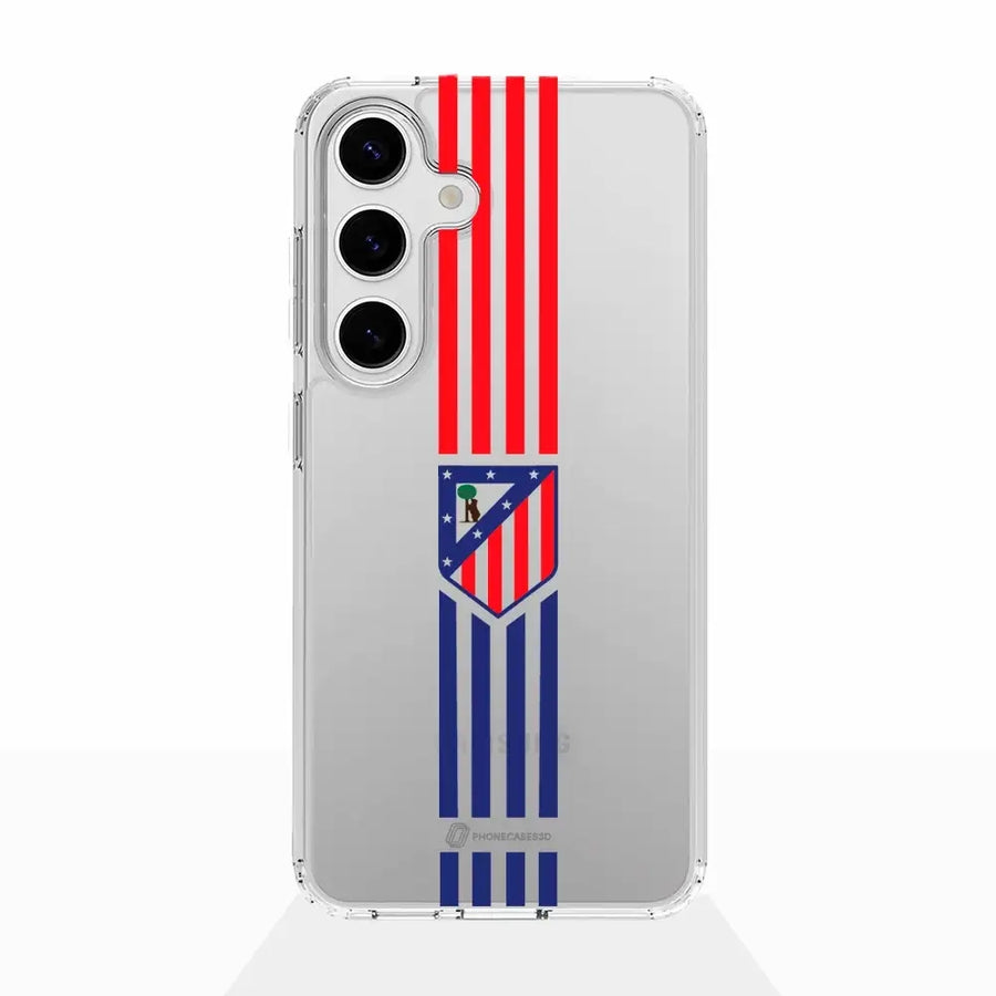Atletico Madrid Official Clear Phone Case Stripes Crest