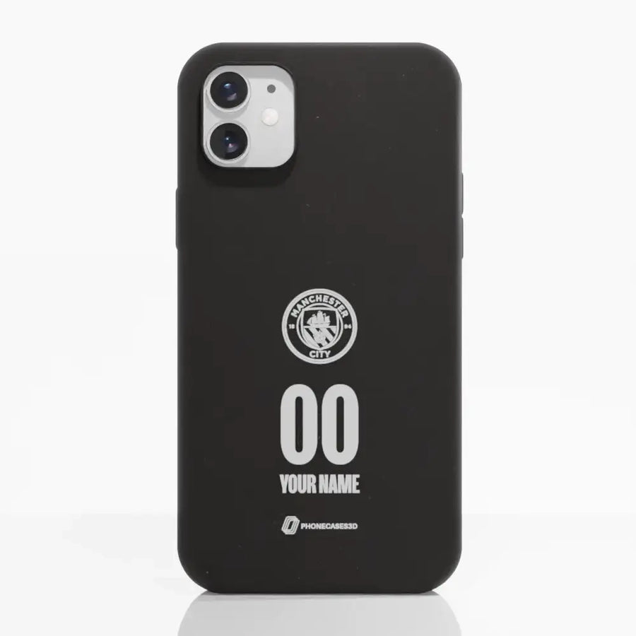 Funda móvil compostable oficial de Manchester City – Escudo Blanco - Nombre + Número