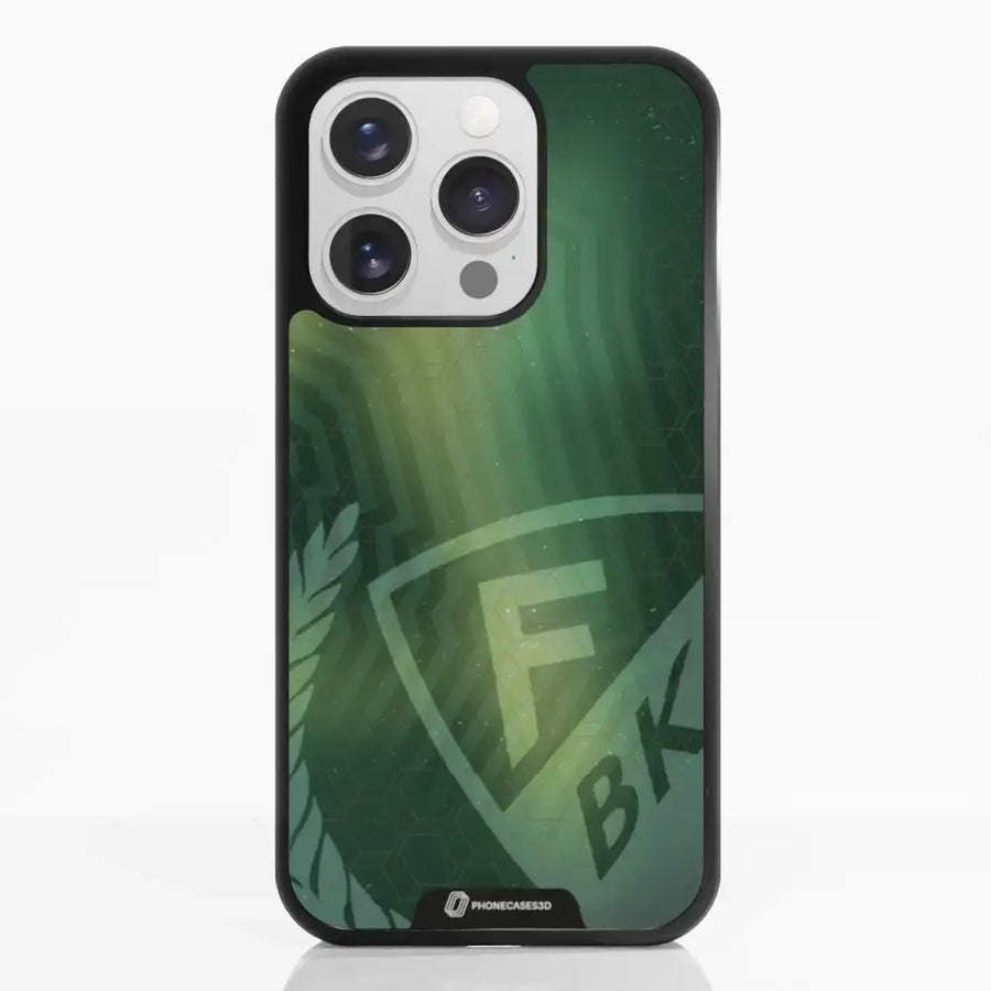 Funda de Teléfono 3D Oficial de Färjestad BK – Diseño con Fondo Verde Texturizado