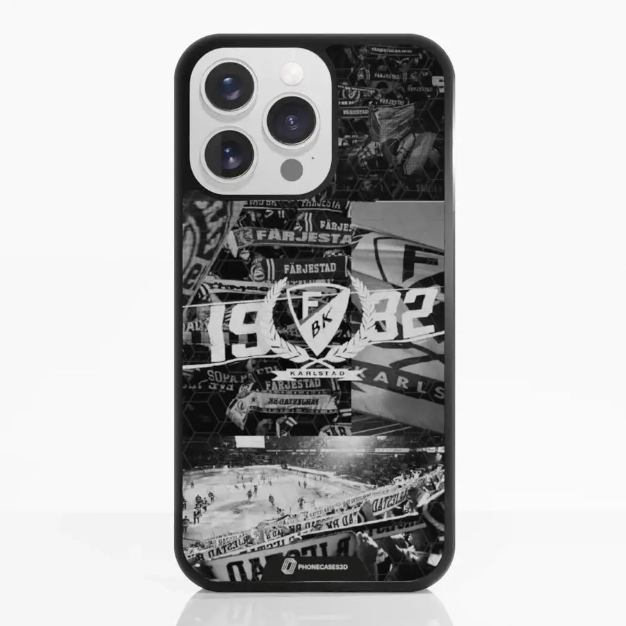 Funda de Teléfono 3D Oficial de Färjestad BK – Diseño Fotográfico en Blanco y Negro