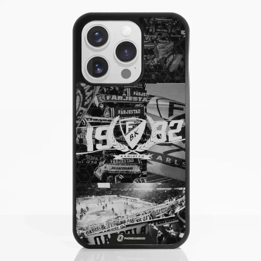 Funda de Teléfono 3D Oficial de Färjestad BK – Diseño Fotográfico en Blanco y Negro