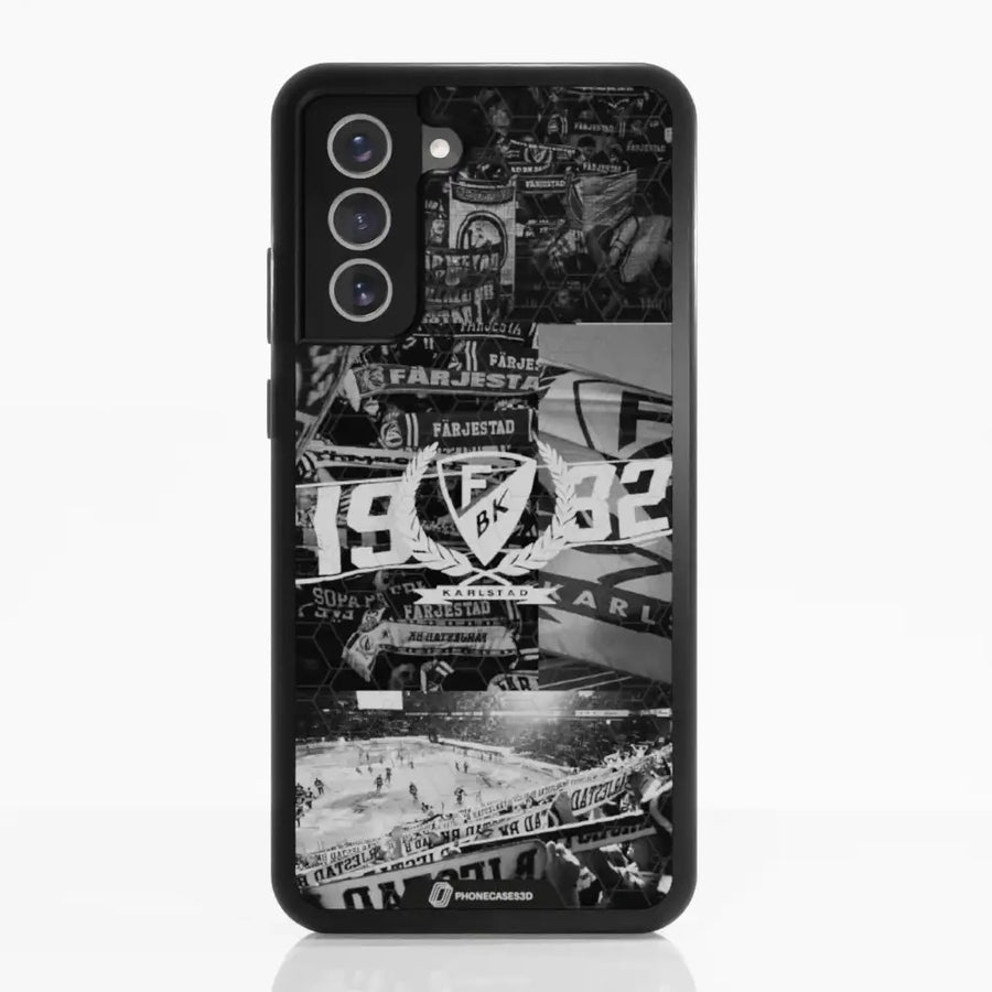 Funda de Teléfono 3D Oficial de Färjestad BK – Diseño Fotográfico en Blanco y Negro