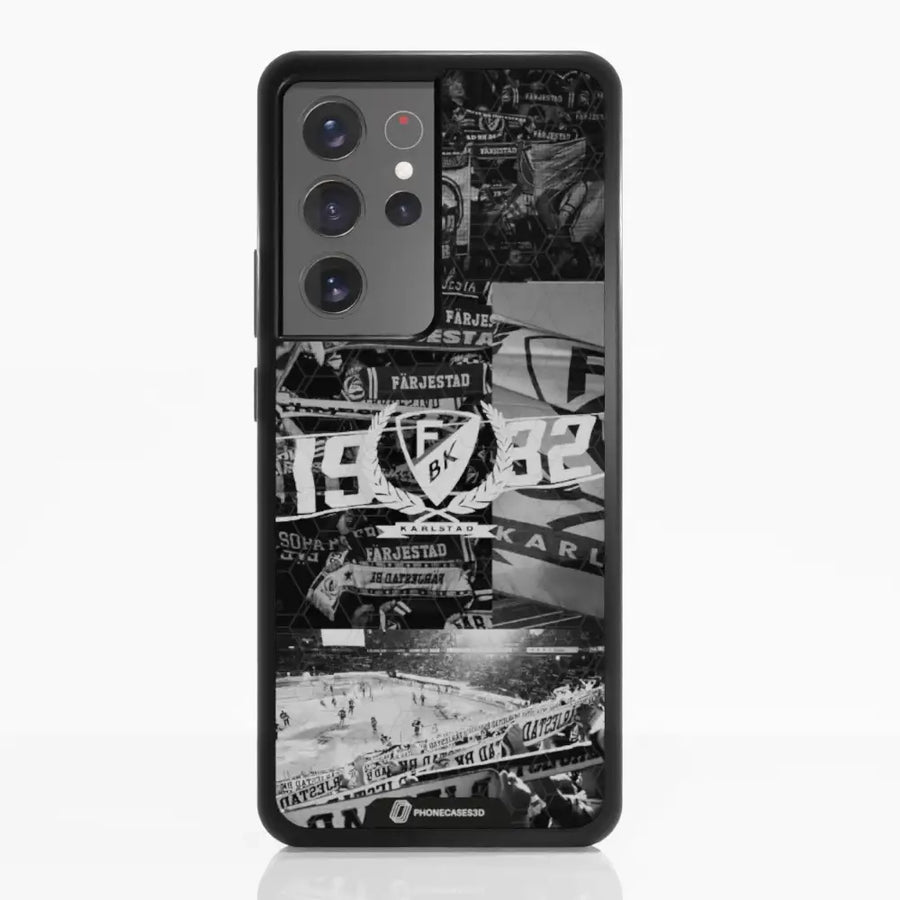 Funda de Teléfono 3D Oficial de Färjestad BK – Diseño Fotográfico en Blanco y Negro
