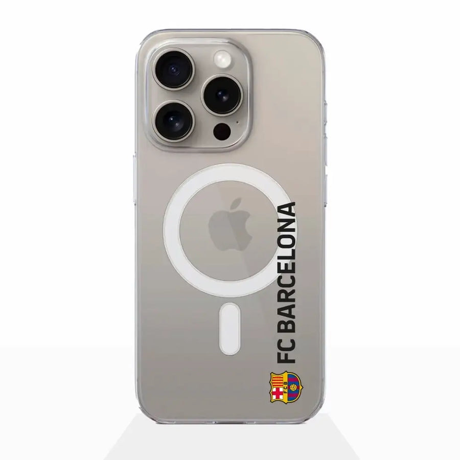 Clear Magsafe Phone Case Oficial FC Barcelona Diseño Vertical Negro