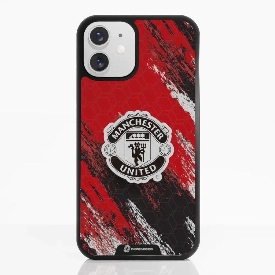Manchester United Offisielt 3D Mobildeksel – Svart Våpenskjold Design