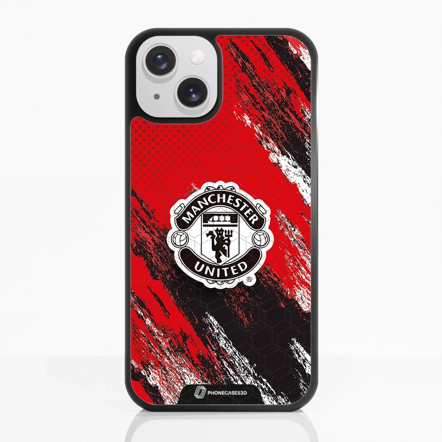 Manchester United Offisielt 3D Mobildeksel – Svart Våpenskjold Design