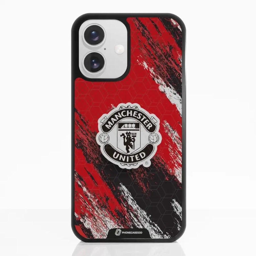Manchester United Offisielt 3D Mobildeksel – Svart Våpenskjold Design