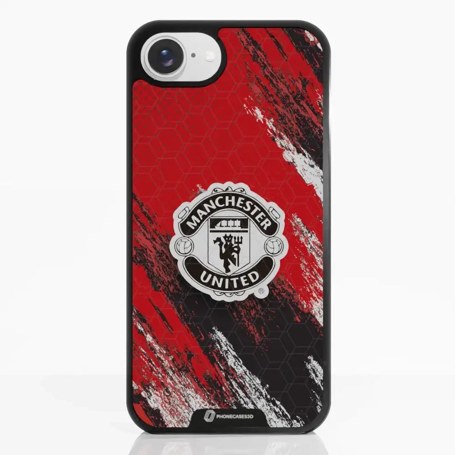 Manchester United Offisielt 3D Mobildeksel – Svart Våpenskjold Design