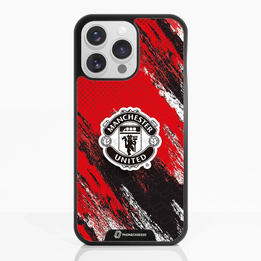 Manchester United Offisielt 3D Mobildeksel – Svart Våpenskjold Design