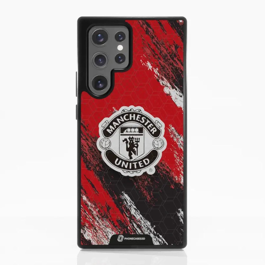 Manchester United Offisielt 3D Mobildeksel – Svart Våpenskjold Design