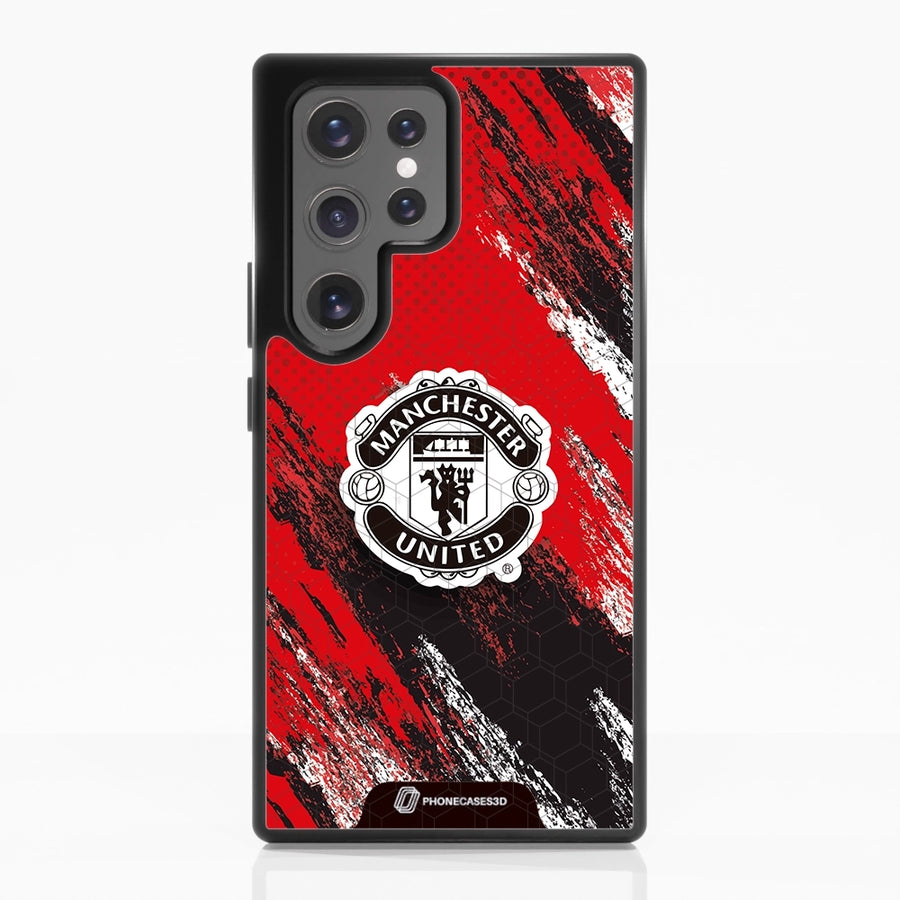 Manchester United Offisielt 3D Mobildeksel – Svart Våpenskjold Design