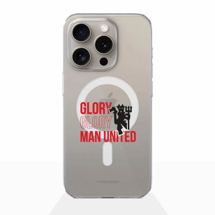 Manchester United Official MagSafe Clear Phone Case Slogan & Devil