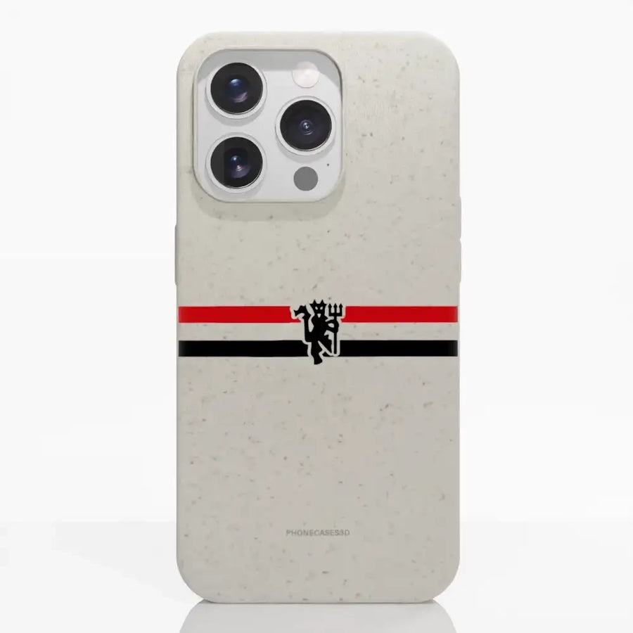 Manchester United Official Compostable Phone Case diagonal stripes & devil