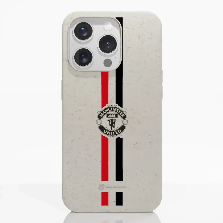 Manchester United Official Compostable Phone Case vertical stripes & shield