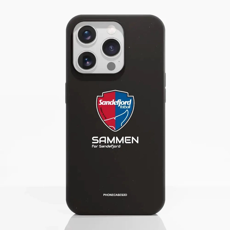 Offisielt svart komposterbart mobildeksel fra Sandefjord Fotball – Shield & Sammen