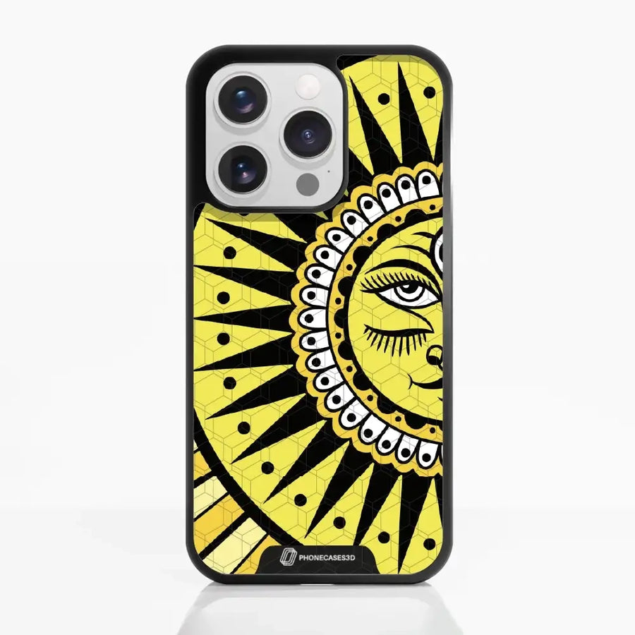Funda de Teléfono 3D Oficial de Sinsentido  – Sol Cósmico Amarillo