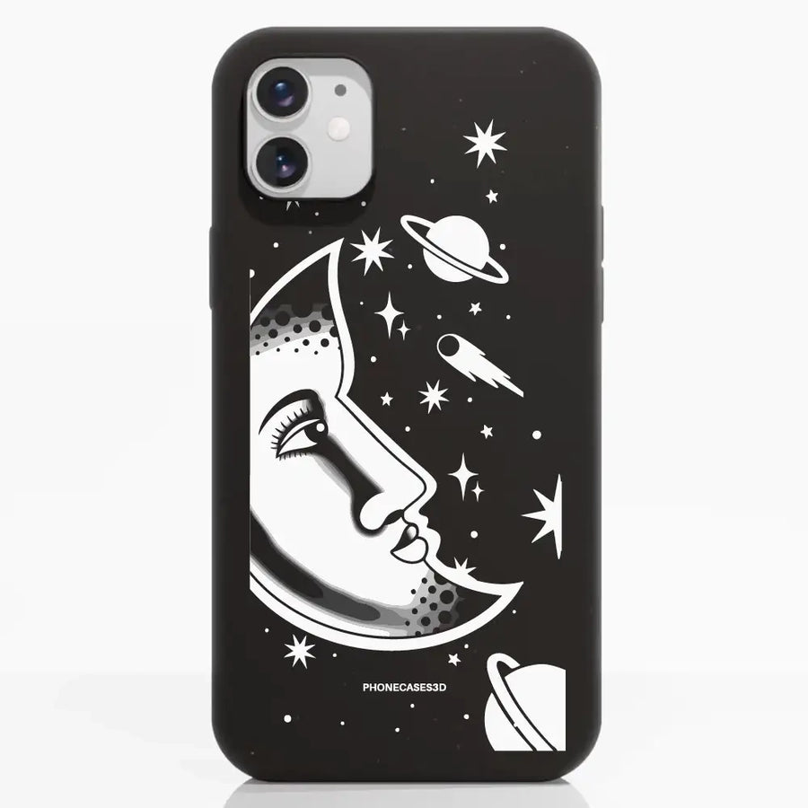 Sinsentido Official Compostable Phone Case Design Black and White Planet Moon