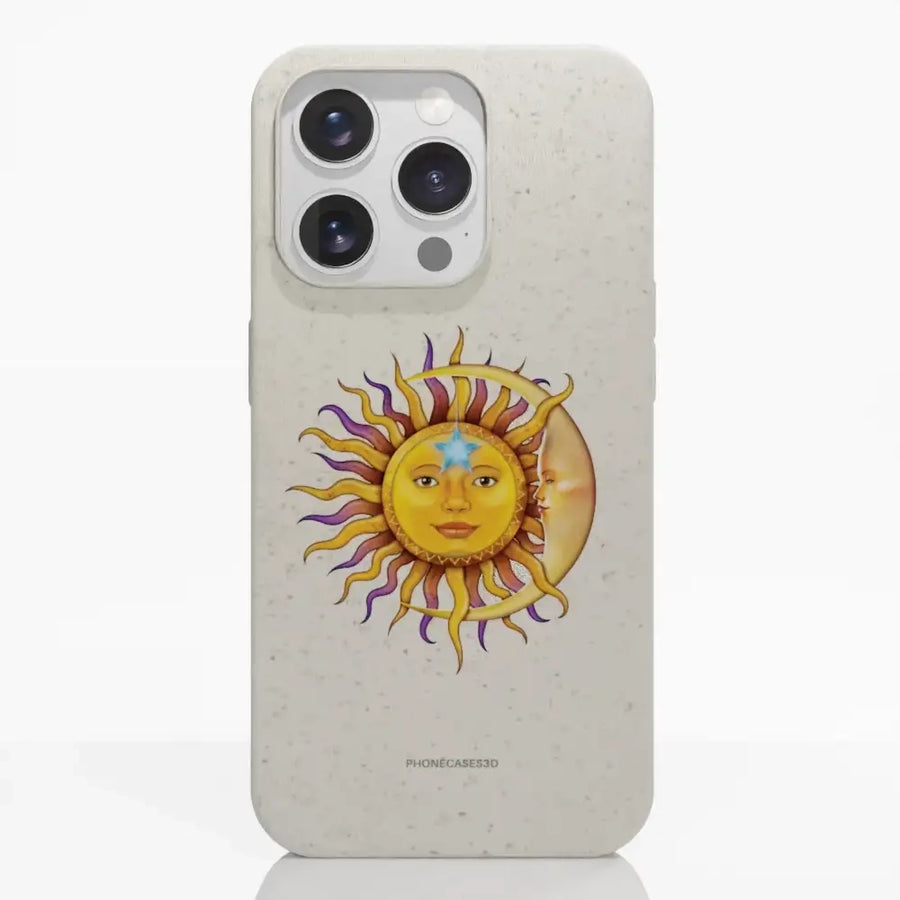 Funda de teléfono compostable blanca oficial Vincent Hie – Diseño Sol y Luna
